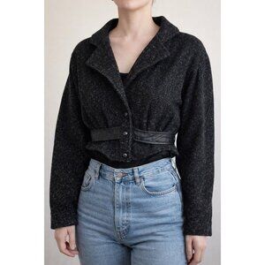 International Outerwear Women’s Jacket Black Size S Vtg/Retro Cropped Button 🩶